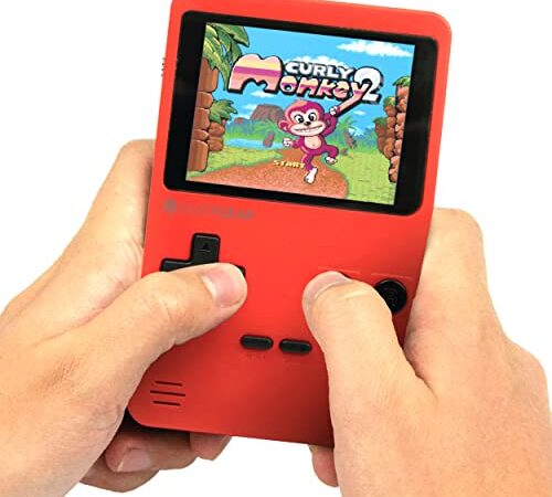 Silvergear® Handheld Spielkonsole | Retro Konsole mit 240 Klassischen Spielen in 6 Kategorien | Retro-Arcade-Spielkonsole für Kinder und Erwachsene| Rote Farbe