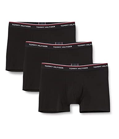 Tommy Hilfiger Herren 3er-Pack Boxershorts aus 95% Bio-Baumwolle mit Stretch, Nachhaltig, Unterhosen mit Elastikbund, Unterwäsche Männer, Trunks, Schwarz, L