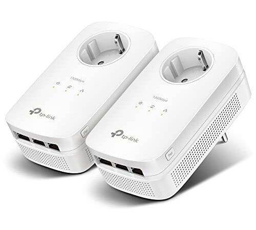 TP-Link Powerline Adapter Set TL-PA8030P KIT(1300Mbit/s Homeplug AV2, 2*2-MIMO, Steckdose, 6 Gigabit Ports, Plug&Play, kompatibel mit allen Powerline Adaptern, ideal für Streaming, energiesparend)weiß