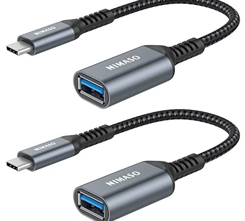 USB C Adapter, NIMASO 2 Stücke OTG USB Typ C auf USB 3.0 Adapter für iPad Pro 2020,MacBook Air 2020/2018,MacBook Pro 2018,Dell XPS 15,Galaxy S20/S10,Huawei P30,Google Pixel 3XL und mehr- Grau