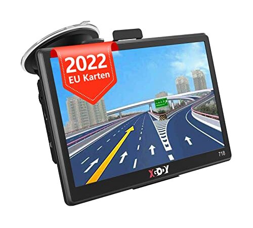 Xgody GPS Navi Navigationsgeräte für Auto LKW PKW 7 Zoll Navigation mit Sonnenblende Touchscreen Lebenslange Kostenloses Kartenaktualisierung EU Karten 2D 3D Kartenansicht POI Blitzerwarnung