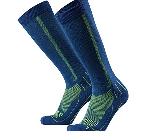 Abgestufte Kompression Socken für Männer & Frauen EU 43-47 // UK 9-12 Blau/Neon Gelb - 1 Paar