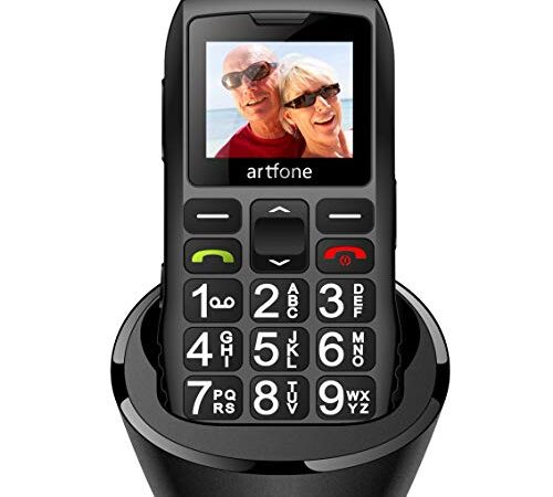 artfone C1+ Seniorenhandy ohne Vertrag | Dual SIM Handy mit Notruftaste | Rentner Handy große Tasten | 1400 mAh Akku Lange Standby-Zeit | Großtastenhandy mit Ladestation | 1,77 Zoll Farbdisplay