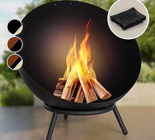 Blumfeldt Feuerschale, Outdoor Feuerstelle mit 3-Beinbein Standfuß, Kippbare Feuerschalen für den Garten & Balkon, Camping Feuerschale Groß, Gartenfeuerschale Wetterfest, Feuerschalen 50x75x50 cm