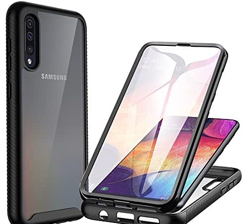 CENHUFO für Samsung Galaxy A50 Hülle, Samsung Galaxy A30s Hülle 360 Grad Schutzhülle Panzerhülle mit Eingebautem Displayschutz Stoßfest ​Case Full Cover Bumper Handyhülle für Samsung A50/A30s -Schwarz