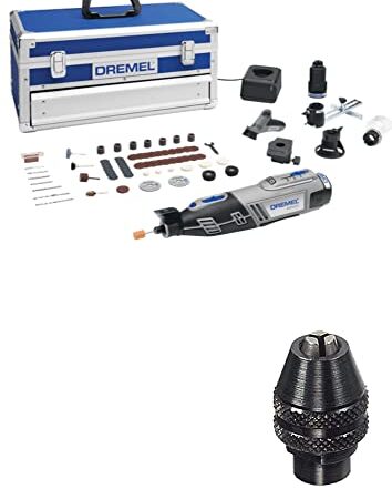 Dremel Akku Multifunktionswerkzeug 8220-5/65 (Platin Edition, 2x 2,0 Ah Akku, Ladegerät, 65tlg Zubehör Set, Karton, 12 Volt, Leerlaufdrehzahl: 5000 -33000 U/min) + Dremel 4486 Bohrfutter