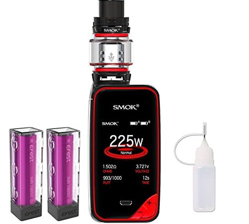 Elektronische Zigarette，Authentic Smok X priv Kit mit Farbenfroh Screen, 8ml Verdampfer Tank und wiederaufladbaren 2*Efest Batterien, kein Nikotin, keine Flüssigkeit (Schwarz Rot)