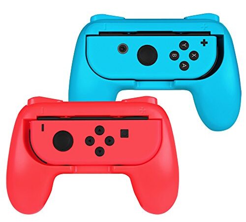 Fintie Grip Kompatibel mit Switch/Switch OLED Modell Joy-Con - [2 Stück] Ergonomisches Design Verschleißfeste Komfort Griff Kit Griffhalter Kompatibel mit Switch Konsole Joy-Con Controller, Rot/Blau