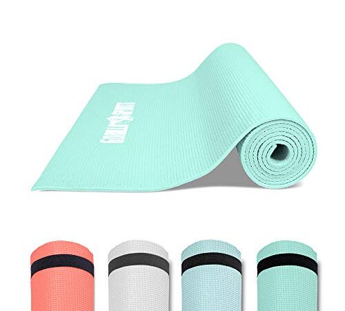 GORILLA SPORTS® Yogamatte - mit Tragegurt, 180 x 60 x 0,5 cm, Rutschfest, Leicht, Farbwahl - Fitnessmatte, Sportmatte, Gymnastikmatte, Pilatesmatte, Übungsmatte, Yoga Matte