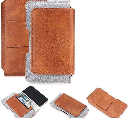 K-S-Trade Schutz Hülle Für LG Electronics G7+ ThinQ Handyhülle Schutzhülle Kompatibel Mit LG Electronics G7+ ThinQ Gürteltasche Holster Gürtel Tasche Smartphone Tasche Handy Hülle PU + Filz,