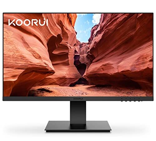 KOORUI 24 Zoll Monitor Full-HD, IPS-Panel, 75 Hz, 5ms, Eye Comfort, sRGB 99% Farbumfangs,(1920 x 1080, HDMI, VGA, Neigbar, VESA 75x75) Schwarz