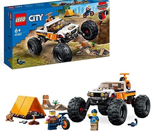 LEGO 60387 City Offroad Abenteuer, Camping Monster Truck Spielzeug mit funktionierender Federung, Fahrzeug für Kinder ab 6 Jahre