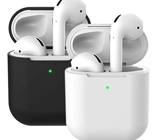 Molylove 2x Schutzhülle aus Silikon für Apple AirPods 2 & 1, Schutzhülle für Airpods, Schutzhülle aus Silikon, stoßfest [Vorderseite sichtbar]