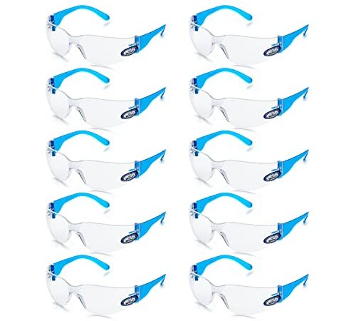 MSK Production x100 Schutzbrillen Blues Clear - x100 Stück, 100er Karton, Schutzbrille, Arbeitsschutzbrille, Sicherheitsbrille, Augenschutzbrille, Sportbrille, Fahrradbrille, Brille für die Arbeit