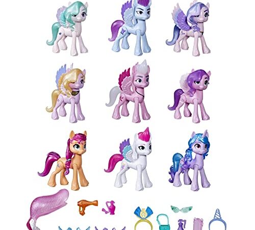 My little Pony: A New Generation Königliche Gala-Kollektion, Spielzeug für Kinder, 9 Ponyfiguren, 13 Accessoires, Poster