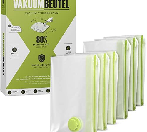 NORDIC® - Vakuumbeutel 6er Set (60x40cm + 70x50cm) – BPA Frei INKL. ETIKETTEN - Vakuumbeutel für Kleidung - Vakuum Aufbewahrungsbeutel - Vakuumiererbeutel - Vacuum Bags