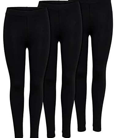 ONLY 3er Pack Leggings für Damen in schwarz - Blickdicht - Für Freizeit, Sport, Yoga oder Fitness aus 95% Baumwolle 15209151 (L, Schwarz (2017))