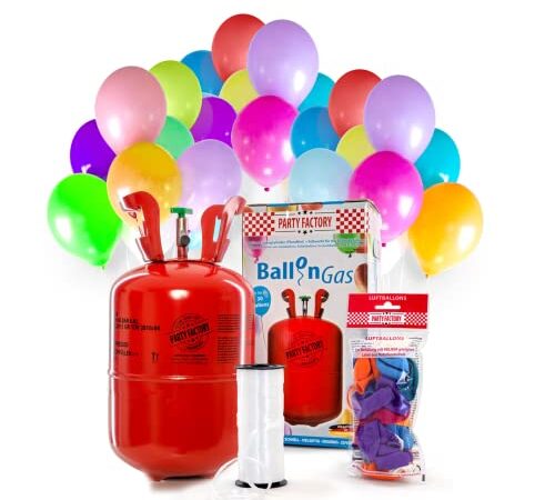 Party Factory Helium Ballongas für 30 Luftballons inkl. 30 Ballons Ballons