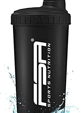 Protein Shaker 700 ml mit Messskala und Drehverschluss, für Diät- und Protein-Shakes, BPA frei von FSA Nutrition - Schwarz