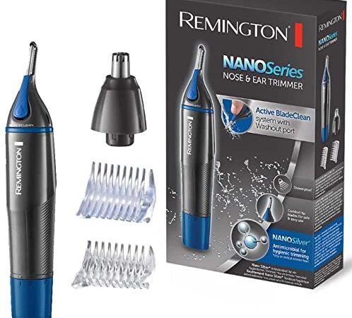 Remington Multi- Haarschneidemaschine [Nasenhaartrimmer, Ohrenhaartrimmer, Augenbrauenrasierer] Trimmer mit Auswaschfunktions-Knopf inkl. 2 Aufsteckkämme+Rotationsschneideaufsatz, NE3850