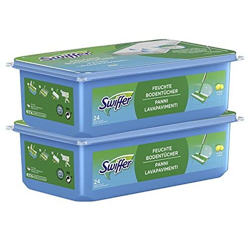 Swiffer Bodenwischer Feuchte Bodentücher (48 Tücher) Wischer ideal gegen Staub, Tierhaare & Allergene (2 x 24)