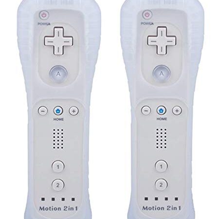 TechKen Remote Controller Linker für Wii mit Motion Plus, Remote Plus Controller für Wii Fernbedienung Motion Plus Joystick für Wii Remote Game Control mit Silikonhülle Handschlaufe für Wii