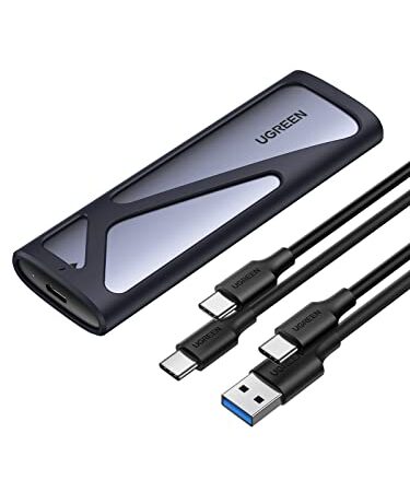 UGREEN M.2 SSD Adapter SSD Gehäuse M2 Gehäuse USB 3.2 10 Gbps Gen2 Aluminium M.2 SSD Gehäuse für NVMe und SATA SSD in 2280/2242/2230/2260, kompatibel mit 970 Pro, 970 Evo usw.