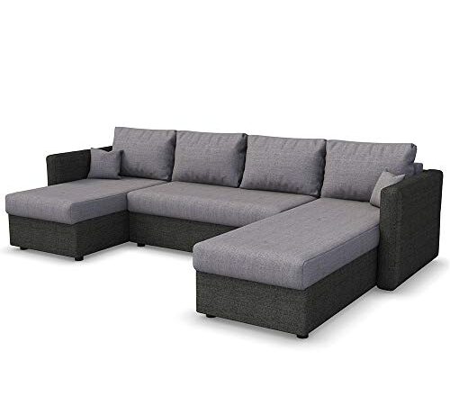 VitaliSpa XXL Schlafsofa in Grau Schwarz - Stellmaß: 290 x 185 cm - Liegefläche: 270 x 140 cm - Sofa Couch Schlafcouch Ecksofa Taschenfederkern Eckcouch