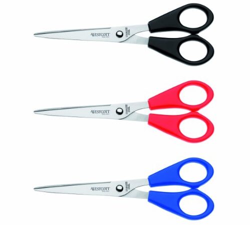 Westcott E-31031 00 Büro-Schere Set mit 3 Stück, 15 cm, blau/rot/schwarz