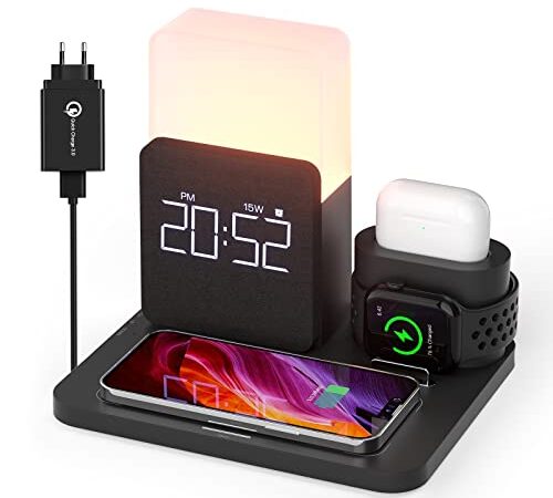 Wireless Charger, COLSUR 3 in 1 Induktive Ladestation 15W Kabelloses Ladegerät für i Watch Series SE 7 6 5 4 3 2, AirPods Pro 2, Drahtloses Ladegerät für i Phone 14, 13 Pro Max, 13 Mini, 12 Pro Max