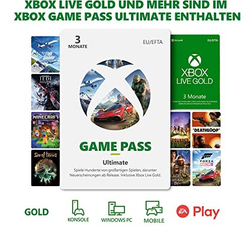 Xbox Game Pass Ultimate - 3 Monate | Xbox / Win 10 PC - Download Code| Mitgliedschaft beinhaltet Xbox Live Gold