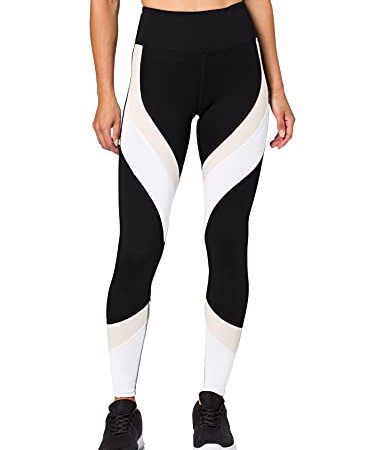 Amazon Essentials Damen Farbblock-Sport-Leggings, Schwarz/Perle/Weiß, M