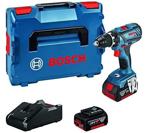 Bosch Professional 18V System Akku-Bohrschrauber GSR 18V-28 (max. Drehmoment (weich/hart): 28 / 63 Nm, inkl. 2x4.0 Ah Akku, Ladegerät GAL 18 V-40, L-BOXX)