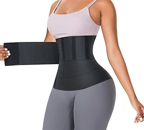 FeelinGirl Tik Tok Snatch Bandage Invisible Wrap Waist Trainer Verstellbarer Korsett Bauchwickelgürtel Taillenformer Abnehmen Unterbrust Sport Schwarz