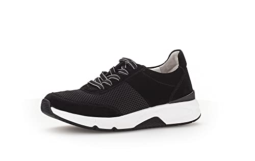 Gabor Damen Low-Top Sneaker, Frauen Halbschuhe,Wechselfußbett,Laufschuhe,schnürschuhe,schnürer,Plateausohle,Sportschuhe,schwarz,38 EU / 5 UK