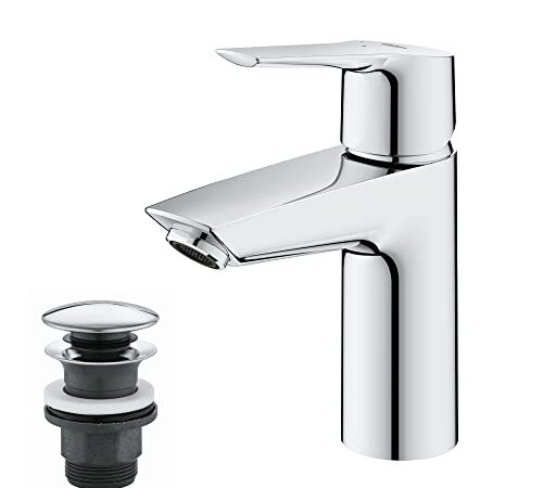 GROHE QUICKFIX Start - Einhand- Waschtischarmatur (wassersparend, S-Size, inkl. 3-in-1 Montagewerkzeug, schnelle Befestigung), chrom, 31137002