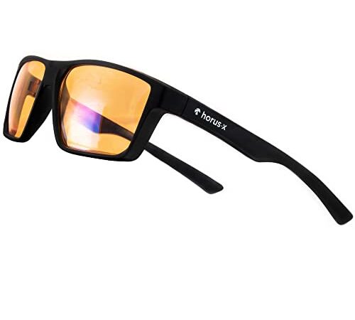 Horus X • Blaulicht-Brille Gaming 2.0 - Ruhebrille Ultimativer Schutzfilter - Anti-Blaulicht-Bildschirm (PC-Computerkonsolen-Videospiele) - Gamer & E-Sportzubehör | Amber