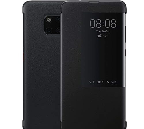 Huawei Mate 20 Pro Hülle, Luxus PU Leder Handyhülle, Smart View Flip Cover Schutzhülle [Energiesparmodus Bieten][Umfassender Schutz](Mate20Pro,Schwarz)