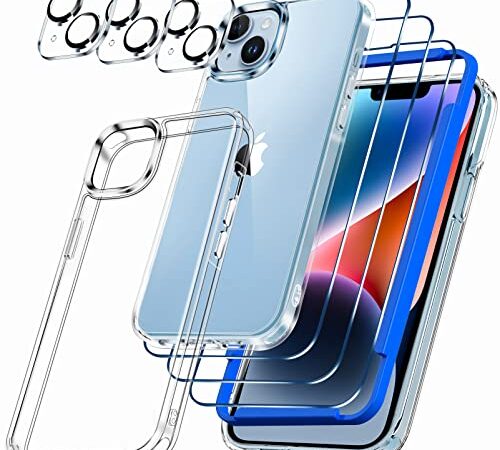 IMBZBK [10 in 1 Handyhülle für Apple iPhone 14 Plus Hülle Case Zubehör mit 3 Stück Panzer Schutz Glas 3 Stück Kameraschutz 360 Grad Schutzhülle Clear Kompatibel mit MagSafe Cover Dünn Durchsichtig