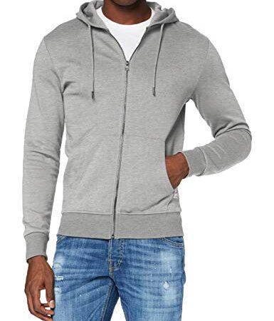 Jack and Jones Herren Zip Kapuzenpullover Fleecejacke Hellgrau L