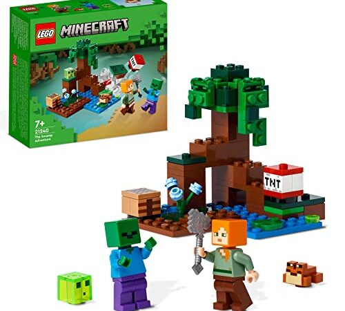 LEGO 21240 Minecraft Das Sumpfabenteuer Set, Spielzeug mit Figuren mit Alex- und Zombie-Figuren im Biom, Geburtstagsgeschenk für Kinder ab 8 Jahren