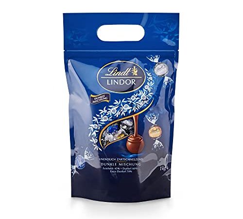 Lindt LINDOR Schokoladen Kugeln Dunkle Mischung | 1 kg Beutel, wiederverschließbar | ca. 80 Kugeln dunkle Schokolade (50%, 60% & 70% Kakao) | Großpackung, Pralinen-Geschenk, Schokoladengeschenk