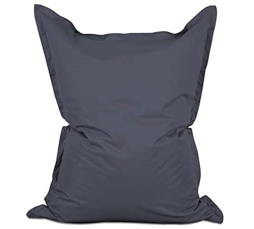 Lumaland Riesen-Sitzsack XXL 140x180 cm | Wasserfestes Indoor & Outdoor Liegekissen mit über 3 Mio. anpassungsfähigen EPS-Perlen | Bean Bag mit waschbarem Bezug [Stahlgrau]