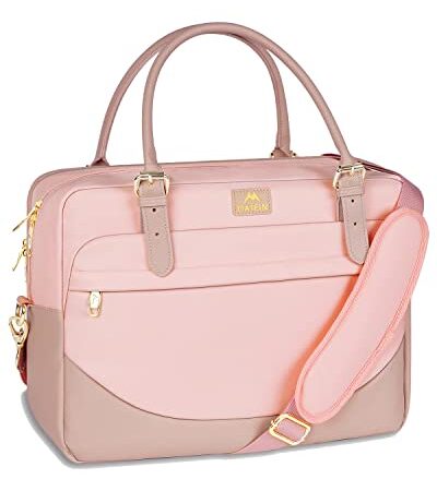 MATEIN Laptoptasche 15.6 Zoll Damen, Elegant Laptop Tasche Aktentasche Dame Groß, Wasserabweisend Notebooktasche mit Fächern, Laptop Hülle Handtasche Arbeitstasche für Frauen BüRo, Business, Rosa