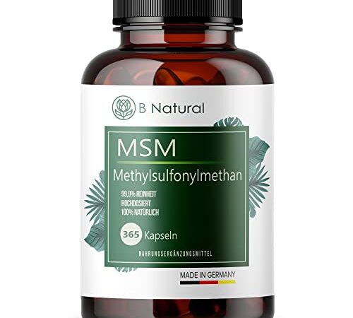 MSM 365 Kapseln 99,9% reines Methylsulfonylmethan Hochdosiert & hohe verfügbarkeit vegane Kapseln ohne Zusätze