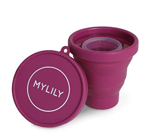 MYLILY® Menstruationstassen Becher zur Reinigung und Aufbewahrung | Sterilisator für alle Arten von Menstruationstassen | Faltbares Case für die Mikrowelle | 100% medizinisches Silikon (Beere)