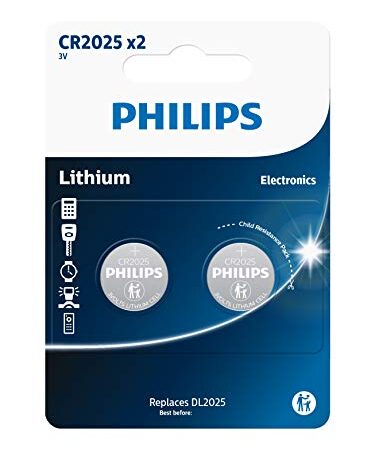 PHILIPS CR2025P2/01B - Lithium Batterien Knopfzelle - 2 Stück - 3 V