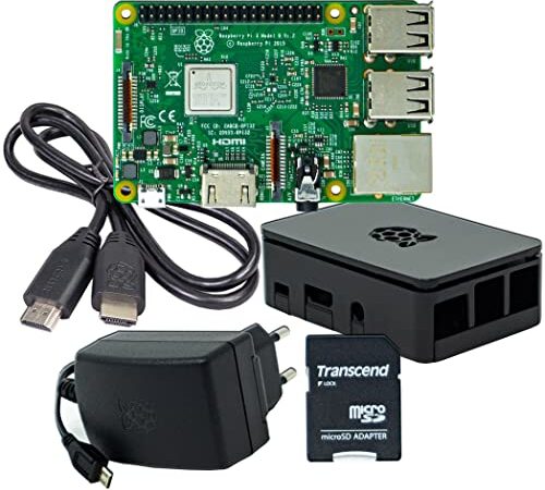 Rasppishop Raspberry Pi 3 B Bundle mit Netzteil, Gehäuse, 1m HDMI-Kabel und 32 GB SD Karte inkl Sticker