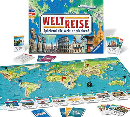 Ravensburger 26888 - Weltreise- Familienklassiker ab 8 Jahren - Gesellschaftsspiel, Reise einmal um die Welt, Reiseplanung für bis zu 6 Spieler - über 170 Städte