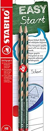 Schmaler Dreikant-Bleistift für Rechtshänder - STABILO EASYgraph S Metallic Edition in metallic Grün - 2er Pack - Härtegrad HB